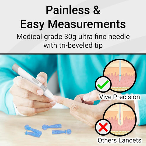 Vive Easy-Twist Lancets, 300 Count 30 Gauge Disposable Finger Pricker Needle Pen for Diabetes Testing