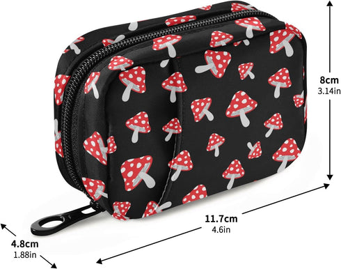 Ollabaky 7 Cute Mushroom Pill Case, Portable Weekly Pill Box Bag Container Days Pill Organizer Vitamin Supplement