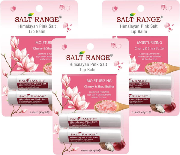Natural Solution Lip Balm - Cherry & Organic Shea Butter Moisturizing Lip Care Multipack, 3 Count, 6 Pieces
