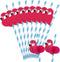 HANSGO 50PCS Flamingo Paper Drinking Straws for Tropical Luau Pool Party Supplies, Birthday Wedding Tableware