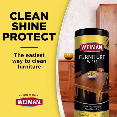 Weiman Wood Cleaner and Polish Wipes, 4 Pack (120 Wipes), Furniture Beautifier with UV Protection, Pleasant Scent