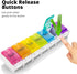 PERFORMORE Portable Weekly 7-Day Pill Organizer - Travel Medicine Box, BPA Free with Easy Push Button Design