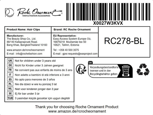 RC ROCHE ORNAMENT 6 Pcs Banana Hair Clip - Thin Hair Fine Ponytail Maker, No Slip Small Hair Claw Clips (Medium Black)