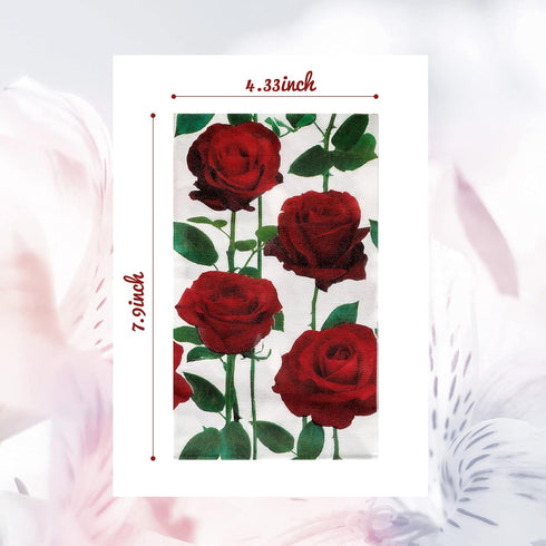 Zonon 50 2 Pcs Red Rose Paper Guest Towels Floral Guest Napkin Ply Disposable Paper Hand Towels Bathroom Decorative
