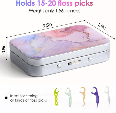 Dental Floss Portable Case, Easy to Store Floss Picks of Various Sizes, Portable Dental Floss Dispenser is Perfect for Travelling, Hotels, Dinners, Appointments.Marble 3 Piece