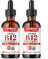 LIQUIDHEALTH Organic Methyl Vitamin B12 Liquid Drops with Tart Cherry Juice, Vegan, Sugar Free, Non-GMO (2 Pack)