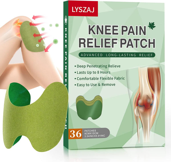 36Pcs Knee Pain Relief Patches, Wormwood Extract Sticker for 8-Hour Relief of Joint Pains for Knee, Back, Neck
