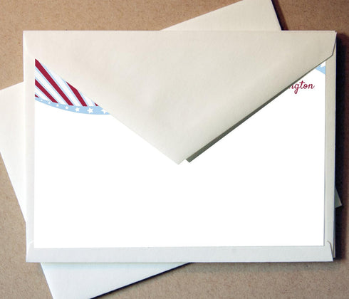 Little Notes by Comptime (40 Personalized Gifts - Patriotic Note Cards Non-foldover Cards and Envelopes)