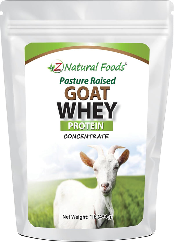Z Natural Foods Goat Whey Protein Powder Concentrate, 1 lb, Undenatured, Unflavored, Pasture Raised