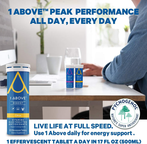 Jet Lag Relief Tablets, Berry-Flavored Effervescent Multivitamin with Pycnogenol, Travel Supplement for Hydration &