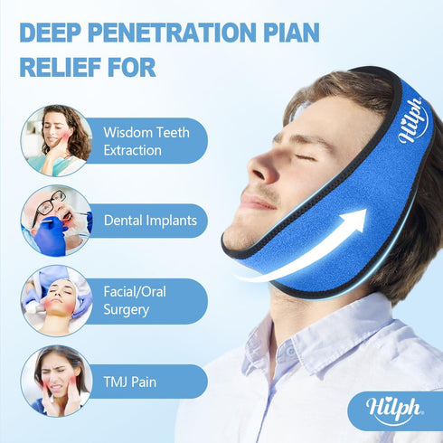 Hilph Face Ice Pack Wisdom Teeth Ice Pack Head Wrap, Jaw Chin Ice Pack for Facial Oral Surgery with 4 Hot Cold Therapy