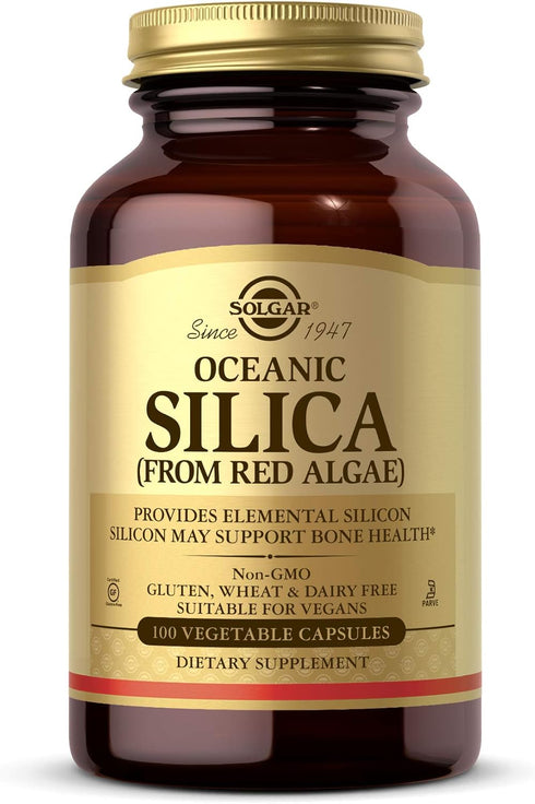 Solgar Oceanic Silica from Red Algae 25 mg, 100 Vegetable Capsules - Excellent Source of Calcium, Supports Bone Health