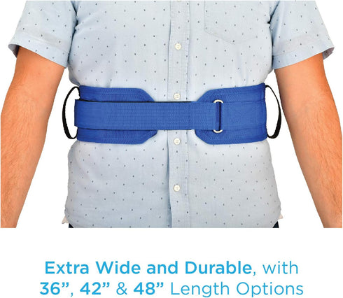 NOVA Transfer Belt with Grip Handles, Extra Wide Gait Belt for Patient Mobility, Sizes 36", 42", 48".