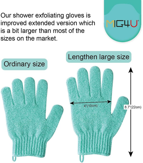 MIG4U Medium to Heavy Shower Exfoliating Scrub Gloves - 5 Pairs for Deep Cleansing and Dead Skin Removal