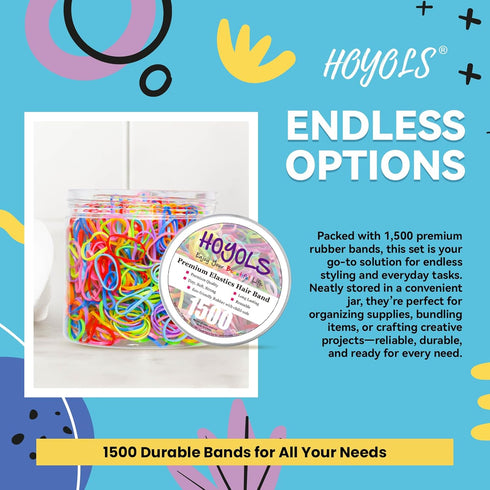HOYOLS 1500 Piece Pack Baby Hair Ties Rubber Bands for Toddler Infants Kids Girls Thin Small Hair Elastics TPU