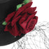 Small Top Hat Hair Clip, Black Veil Flower Decor for Masquerade and Halloween