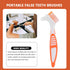 Healifty 4 Pcs Hard Denture Brush - Double Sided Toothbrush for Fake Teeth Cleaning (Orange)