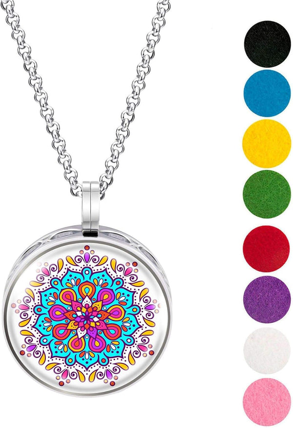 Wild Essentials Mandala Enamel Finish Essential Oil Diffuser Necklace Gift Set -