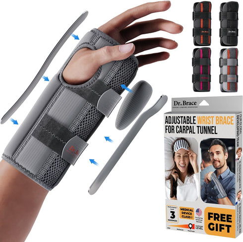 DR. BRACE Adjustable Wrist Brace Night Support for Carpal Tunnel, FSA & HSA Eligible, Pain Relief