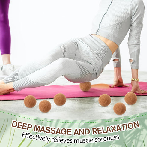 Seenelling 20 2.5 Inch Pcs Cork Massage Ball Solid Hard Myofascial Release Yoga Ball for Back Foot Neck Pain Therapy