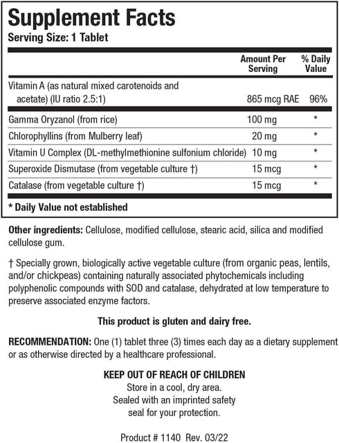 Biotics Research Gastrazyme, Supplies Vitamin U Complex, 90 Tabs