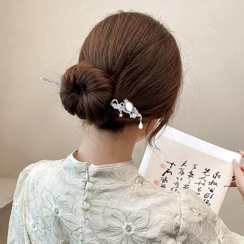inSowni 8 Pieces Decorative Retro Crystal Pearl Hair Sticks, Asian Chinese Hanfu Hair Forks for Women Girls