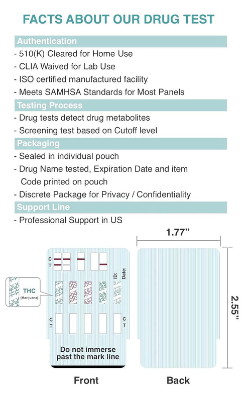 Easy@Home Multi-Drug Screen Test - 5 Pack Urine Drug Tests Kit, Testing BZO/COC/THC/MET/MOR/OXY/BAR/BUP/MTD/TCA,