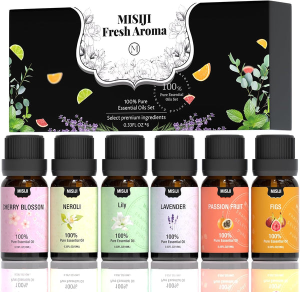 Essential Oils Set for Diffuser, Aromatherapy Oils for Home, Laundry, Candle & Soap Making, 6 X 10ML