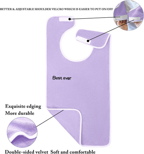 Ultra-Soft Premium Adult BibsSuper Absorbent, Durable Microfiber Food Bibs Clothing Protector for Elderly