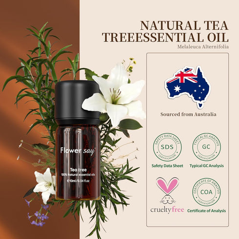 Tea Tree Essential Oil 0.34Oz - 100% Pure Undiluted Therapeutic Grade Essential Oils for Diffuser, Skin Care, Massage