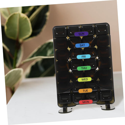 Mikinona Portable Weekly Pill Organizer Case with Compartments Travel Medicine Box for Daily Vitamin and Management