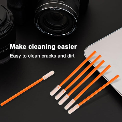 Wellgler's Foam Cleaning Swabs, Multi-Purpose Cleanroom Foam Tip Cleaning Swab Kit (Orange, 100 Count)