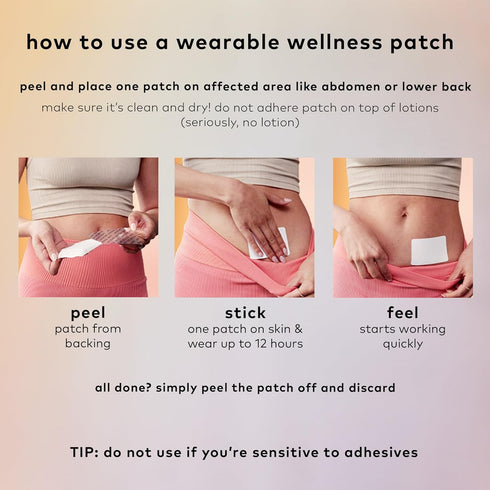 The Good Patch Cycle Period Pain Patch for Cramps, Natural Wearable Wellness, Pain Relief, Large (8 Total Patches)