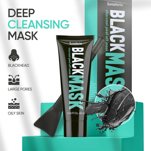 SUNATORIA Blackhead Remover Mask - Activated Charcoal Peel Off Face Mask for Deep Pore Cleaning and Blackhead Removal