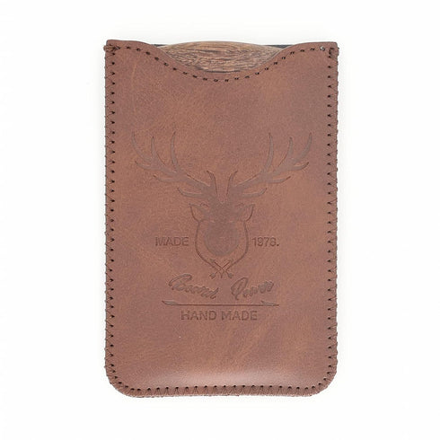 Sandalwood Beard Comb with Case, Men's Wooden Pocket Comb for Beards, Mustaches, and Hair, Brown Skull Design
