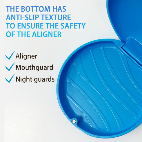 2 Pack Orthodontic Retainer Case, Simple Aligner Case for Invisalign, Night Mouth Guard Case (Blue)