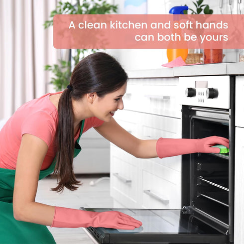 SIFANGKE 4 Rubber Cleaning Gloves for Dishwashing, Pairs Reusable Kitchen Gloves for Washing Dishes and Household