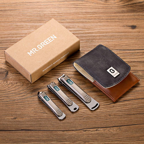 MR.GREEN 3 pcs Nail Clippers Set - Stainless Steel Nail Clippers & Slant EDG Toenail Clipper for Men and Women