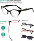 Eyekepper Women's 3 Pairs Eyeglasses, Vintage Cat Eye Eyewear, Sunglasses (Black Transparent/Red Transparent/Grey Lens,