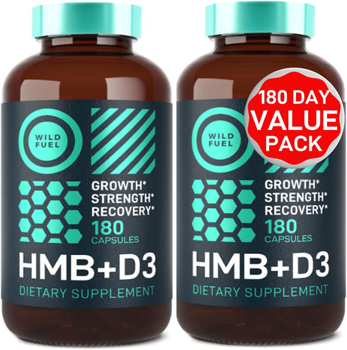 HMB and Vitamin D3 Supplement Capsules, 1,000 MG HMB with Vitamin D3 for Muscle Growth and Recovery