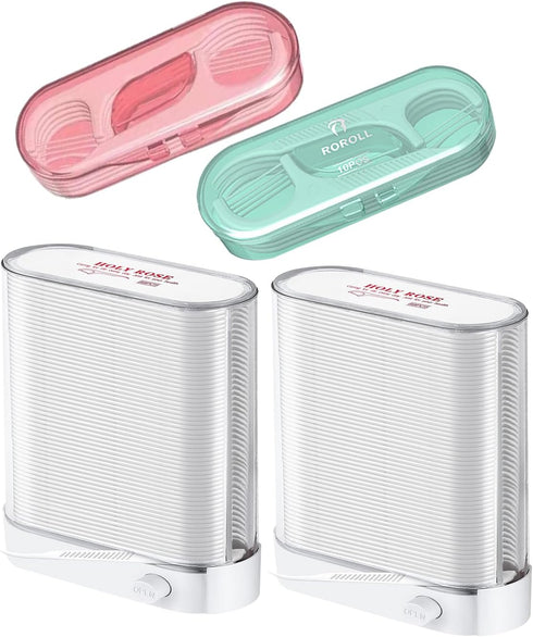 Holy Rose Dental Floss Dispenser 2 Box, 196 Count Floss Picks Micro Portable Case for Clean Teeth, Travel, Family