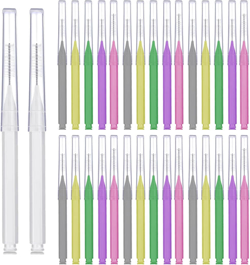 Tdfronien 100 Pcs Braces Brush Flossers Interdental Brush Toothpick Dental Tooth Flossing Head