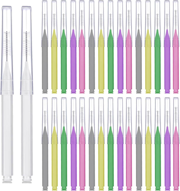 Tdfronien 100 Pcs Braces Brush Flossers Interdental Brush Toothpick Dental Tooth Flossing Head