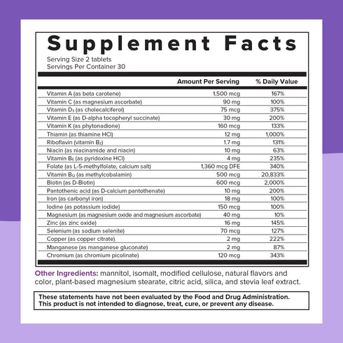 BariMelts Bariatric Multivitamin with Iron - 60 Fast-Dissolving Tablets, Sugar-Free, Natural Blueberry Flavor