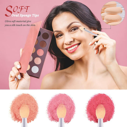 MORGLES 50pcs Disposable Eyeshadow Applicators, Double Sided Sponge Applicators with Clear Box