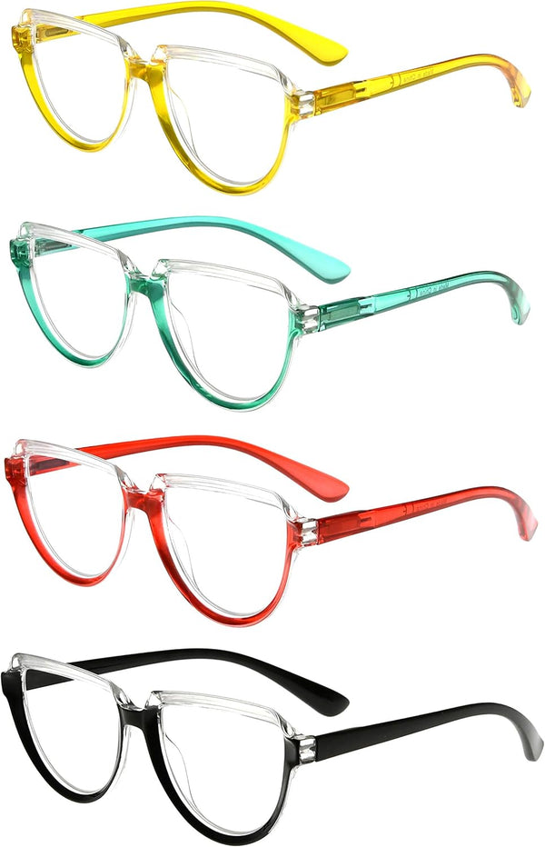 Eyekepper 4 Pack Reading Glasses, Large Frame Oversize Ladies Half Moon Design Readers