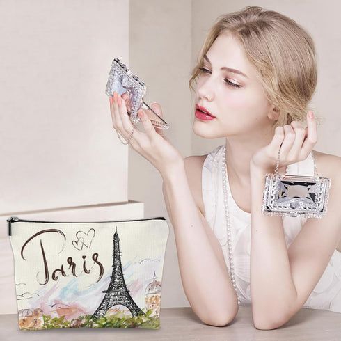 Fantastic Eiffel Tower Paris Romantic France Makeup Bag Large Capacity Portable Toiletries, Cosmetic Bag Pouch for Women, Travel Make Up Bag Organizer Gifts