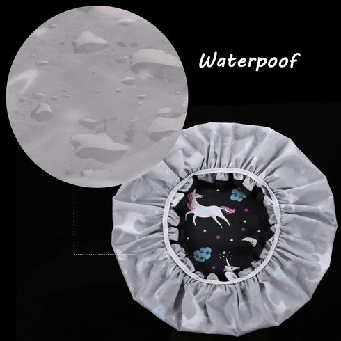 Unicorn Shower Caps, Double Layers Bath Hat for Women Girls to Cover Long and Thick Hair, Reusable Waterproof Bonnet 4