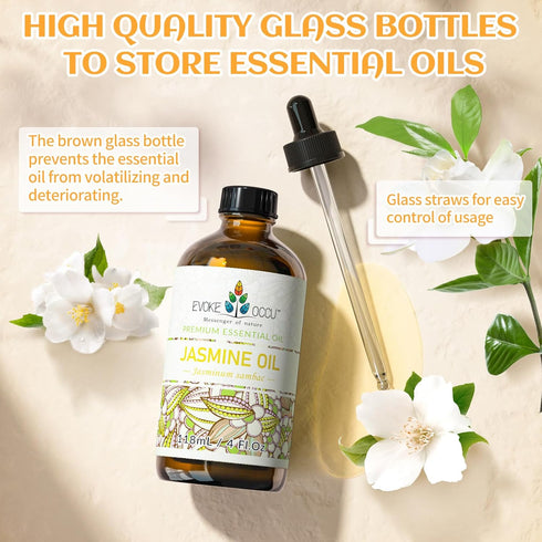 EVOKE OCCU Jasmine Oil 4 Fl Oz - Pure Jasmine Essential Oil for Diffuser, Skin, Hair