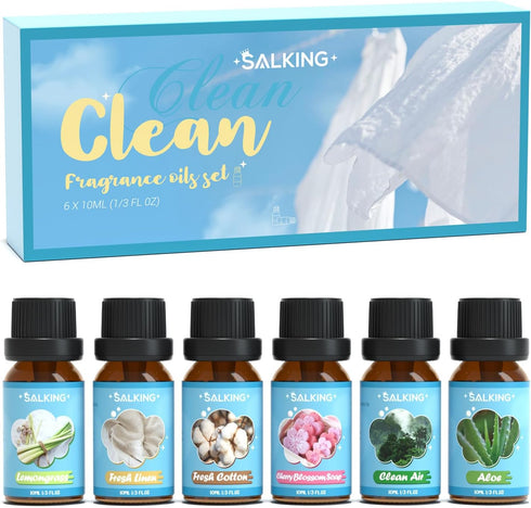 SALKING Clean Fragrance Oils, Premium Essential Oil for Diffuser, Scented Oil Gift Set for Soap Candle Making